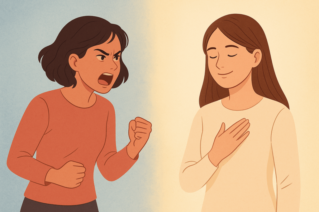 gambar ilustrasi antara karakter pemarah dan pemaaf