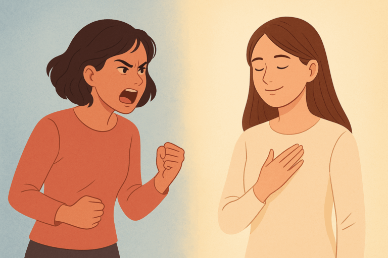 gambar ilustrasi antara karakter pemarah dan pemaaf